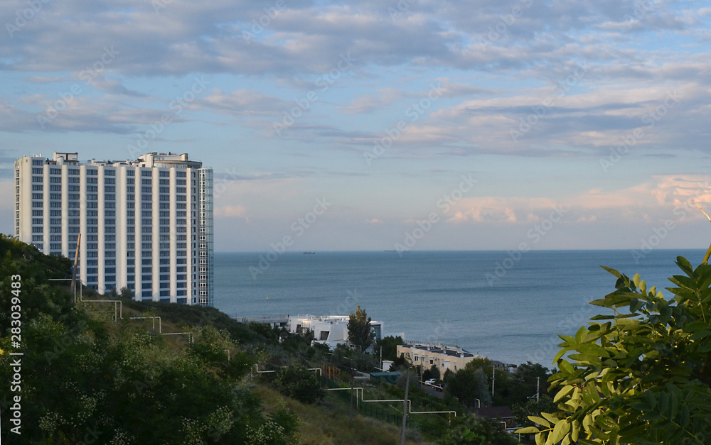 Fototapeta premium Residential complexes on the Black Sea coast on a summer day