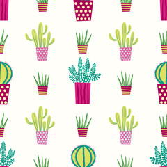 Keuken achterwand Planten in pot patronen Cactussen en vetplanten patroon  © Squirrell