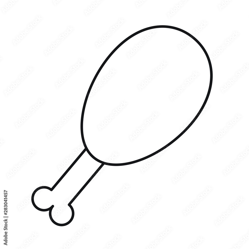 Vector flat outline chicken leg isolated on white background Vector flat outline chicken leg isolated on white background