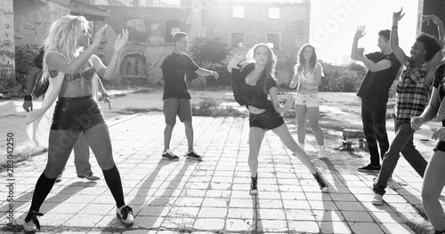 Tablou pe pânză Energetic young hip hop street dancers