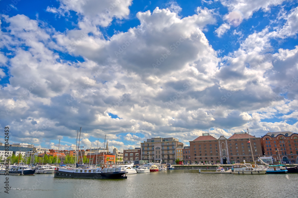 Naklejka premium City scenes around the Port of Antwerp in Antwerp, Belgium.