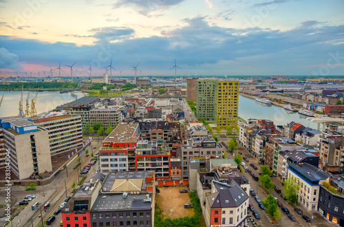 Aerial view of the Port of Antwerp in Antwerp  Belgium.