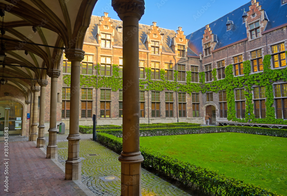 Antwerp, Belgium - April 28, 2019 - The University of Antwerp (Universiteit Antwerpen) is one of the major Belgian universities located in the city of Antwerp, Belgium.