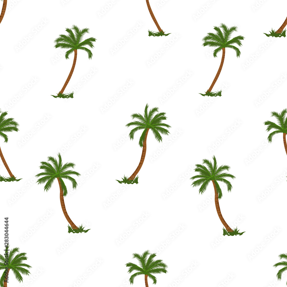 Obraz premium Coconut palm tree seamless pattern vector illustrations on white background