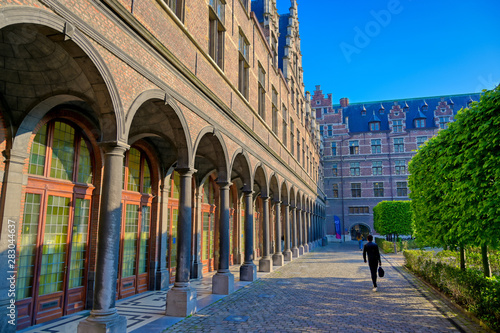 Obraz na płótnie Antwerp, Belgium - April 28, 2019 - The University of Antwerp (Universiteit Antwerpen) is one of the major Belgian universities located in the city of Antwerp, Belgium. w salonie