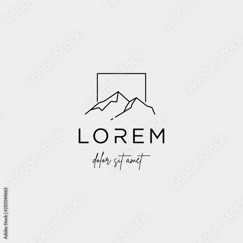 Mountain Logo Vector line design landscape symbol