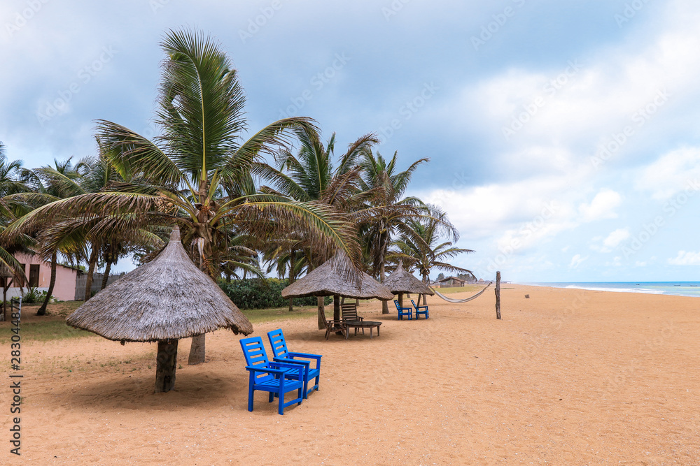 Palms and SeaShores under the Sun, Grand Popo, Benin. West Africa