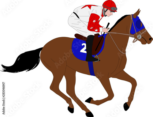jockey riding race horse illustration 7