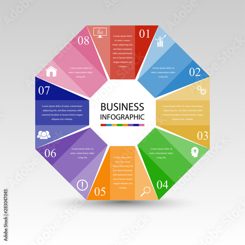 Business InfoGraphics, Geometry, Octagon Design, Marketing presentation , section banner