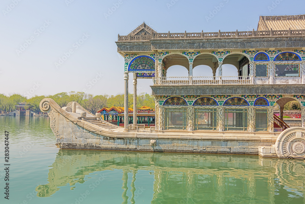 Side view of the Marble Boat on the Kunming Lake, in the Summer Palace
