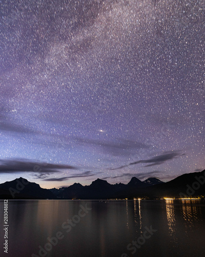 Lake McDonald, Glacier National Park at night with the Milky Way