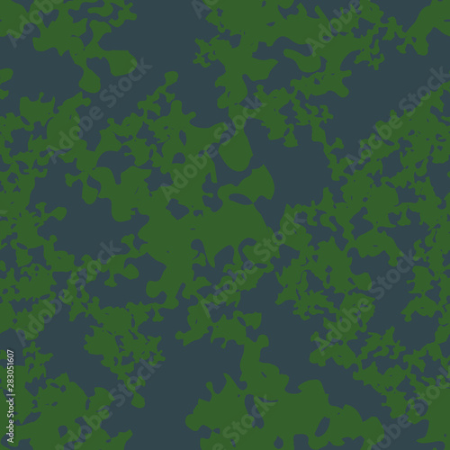 Urban UFO camouflage of various shades of green and blue colors