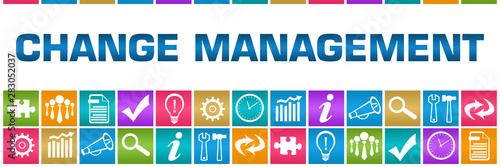 Change Management Colorful Box Grid Business Symbols 