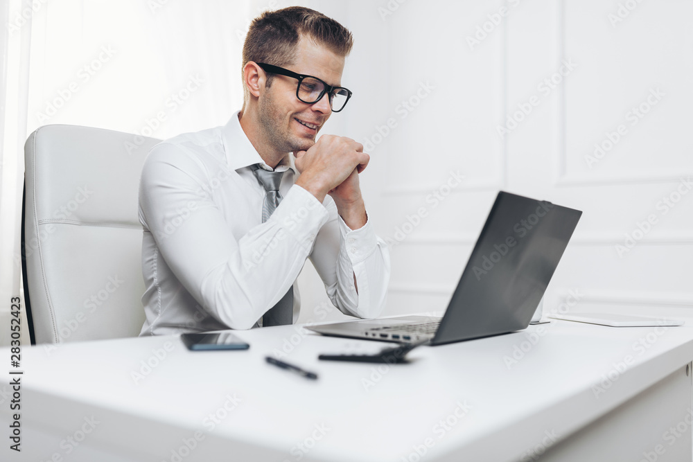 Successful businessman working in his office Successful businessman working in his office