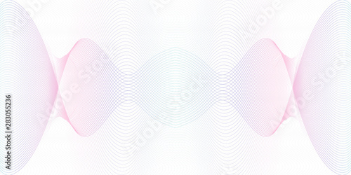 Light blue, purple symmetric guilloche. Watermark line art pattern. Ripple subtle colored curves. Vector abstract net background. Backdrop design for banknote, cheque, certificate. EPS10 illustration