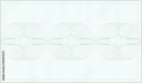 Light gray, turquoise round guilloche. Abstract line art pattern. Vector watermark. White background. Backdrop design for certificate, currency, bank cheque, coupon, voucher ticket. EPS10 illustration