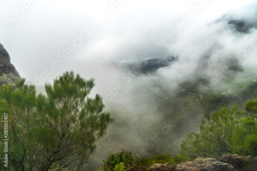 Fog over Mask Gorge. A charming view from the point of view of the Maska village. Huge rocks and gorge with a picturesque village - Image © mitev