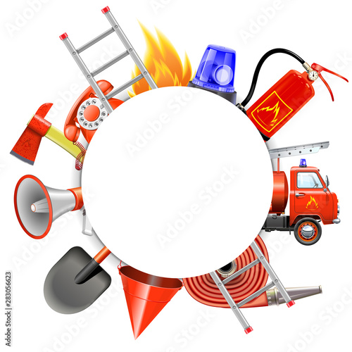 Vector Fire Prevention Round Frame
