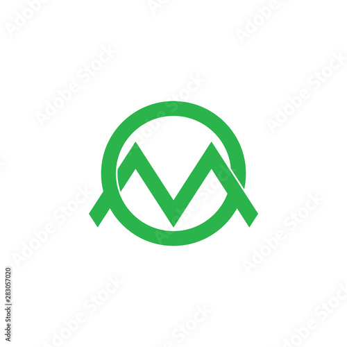 letter om mountain sun geometric line logo vector