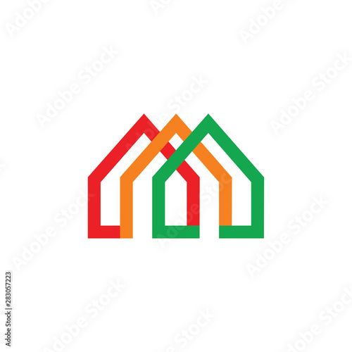 colorful home geometric line symbol decoration vector