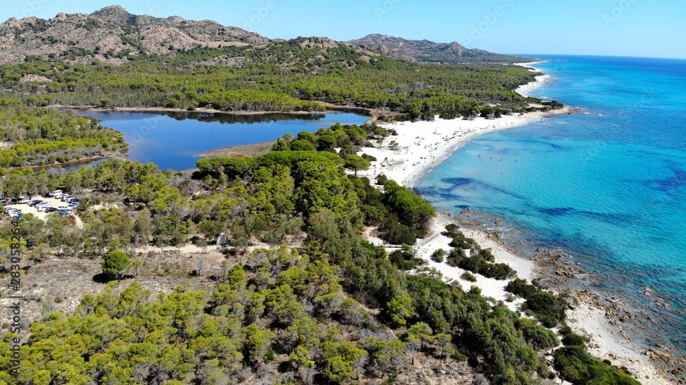 vue aérienne, Oasi Bidderosa, Sardaigne