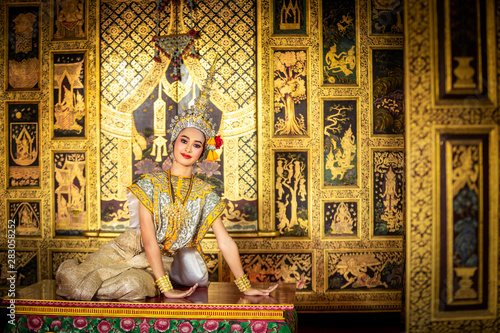 Khon, Art culture Thailand Dancing in masked khon hanuman in literature Ramayana,Thailand