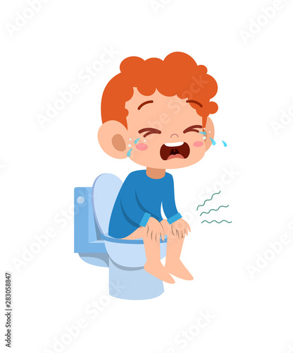 kid boy having diarrhea vector