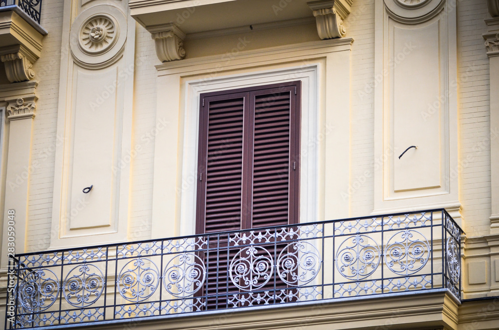 Fototapeta premium old window close up view on the spanish streets