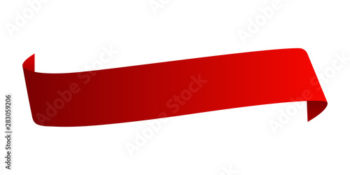 Red satin ribbon isolated on white background. Vector illustration.