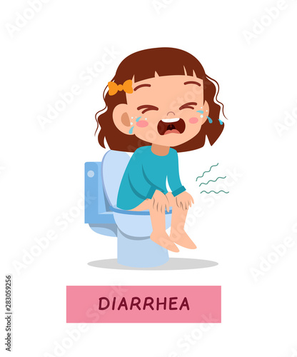 kid boy having diarrhea vector