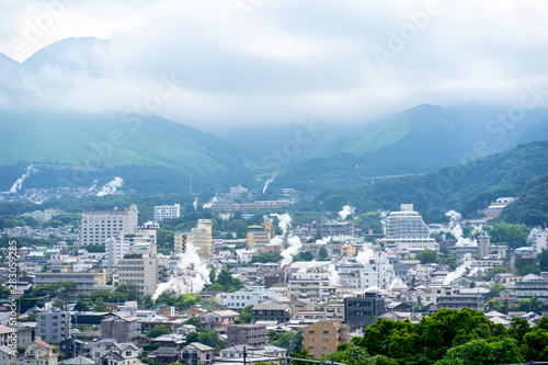 大分県別府　温泉街湯けむり　鉄輪温泉
