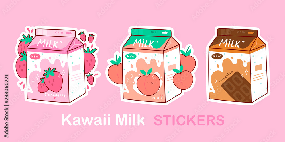 Strawberry Milk Anime Kawaii Sticker Sheet - Etsy