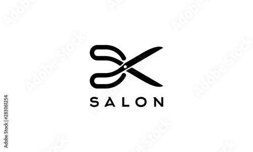 Black Scissor Salon initial letter D and K logo