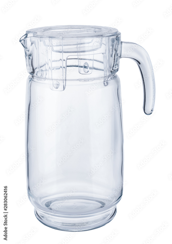 Empty glass carafe close up on white background Empty glass carafe close up on white background