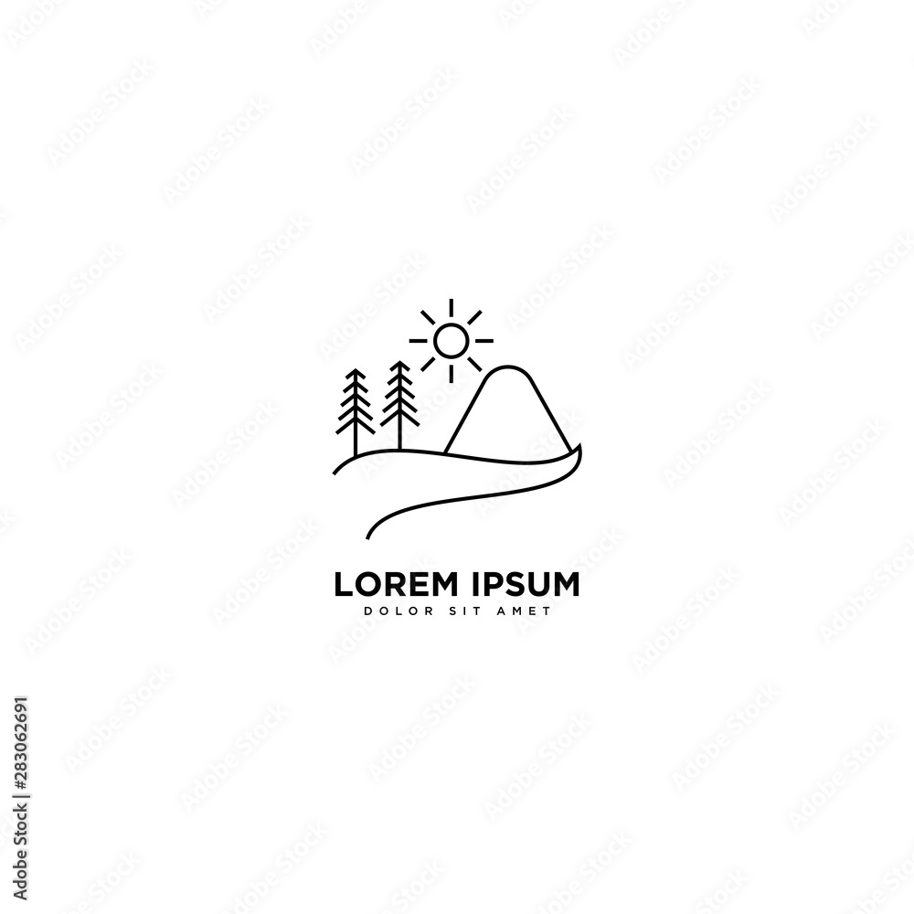 Obraz premium Mountain Design Vector line design landscape symbol