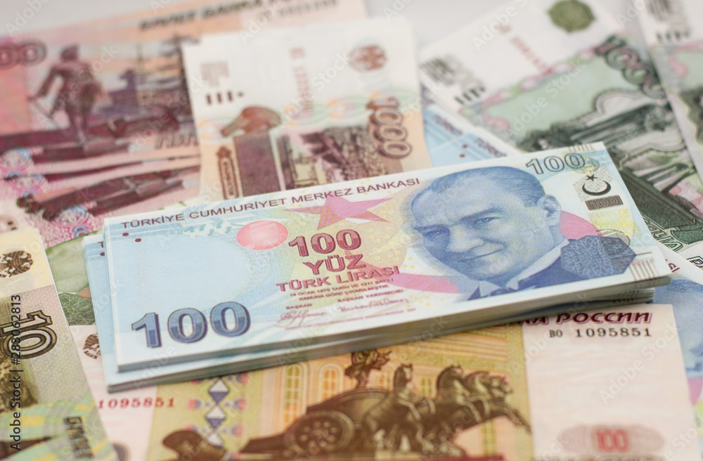 Two european currencies - Russian ruble and Turkish Lira Two european currencies - Russian ruble and Turkish Lira