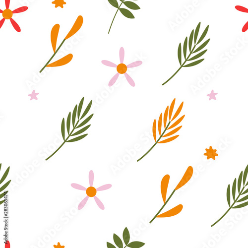 Repeatbale Flower Pattern. Warm Autum Colors. Seamless Repeating of Flowers Pattern.