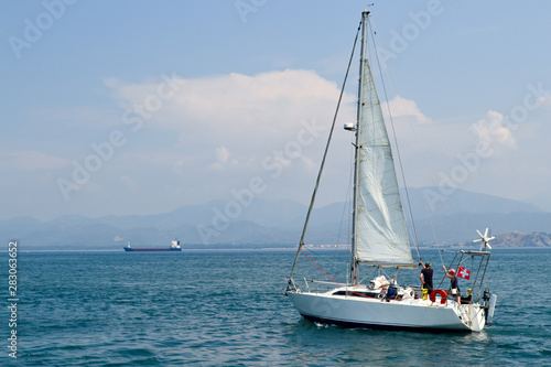June 17, 2019 Fethiye Turkey. - Sailing pleasure boat for tourist boat trips in the Mediterranean © Aleksandr