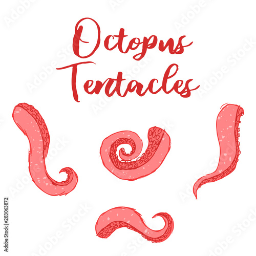 octopus tentacles vector collection, bright colored, editable illustration