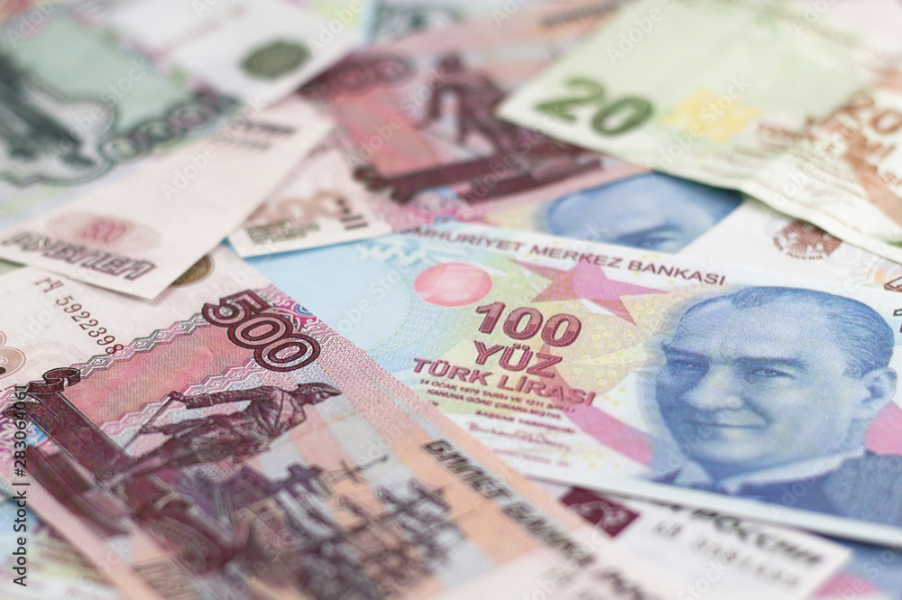 Two european currencies - Russian ruble and Turkish Lira Two european currencies - Russian ruble and Turkish Lira