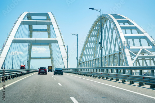 Fototapeta Naklejka Na Ścianę i Meble -  View of new Crimean bridge from the car