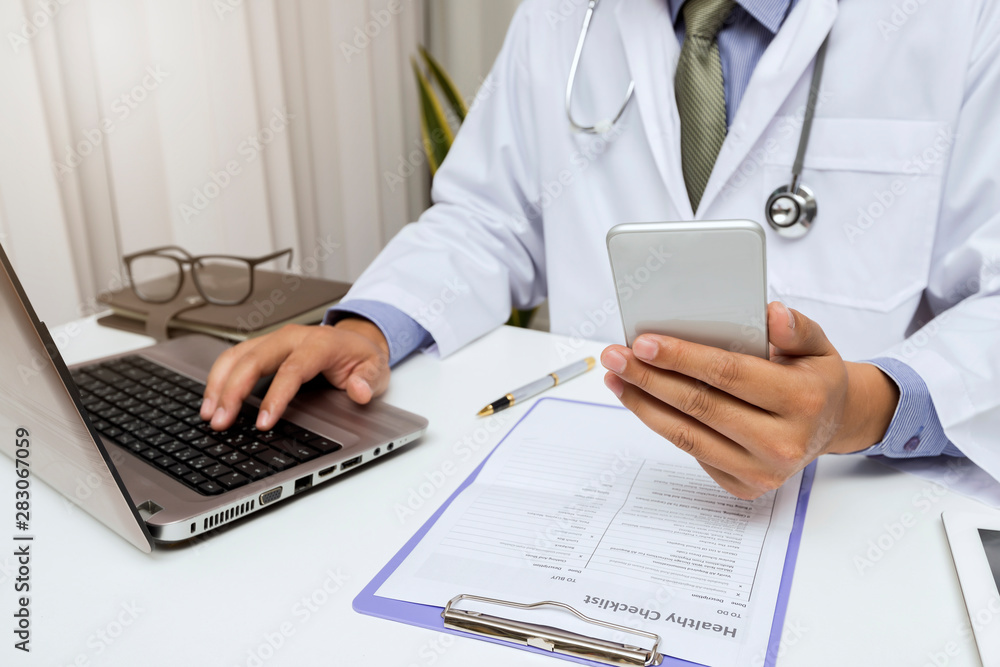 Medic working with modern smart phone, Medical network concep. Medic working with modern smart phone, Medical network concep.