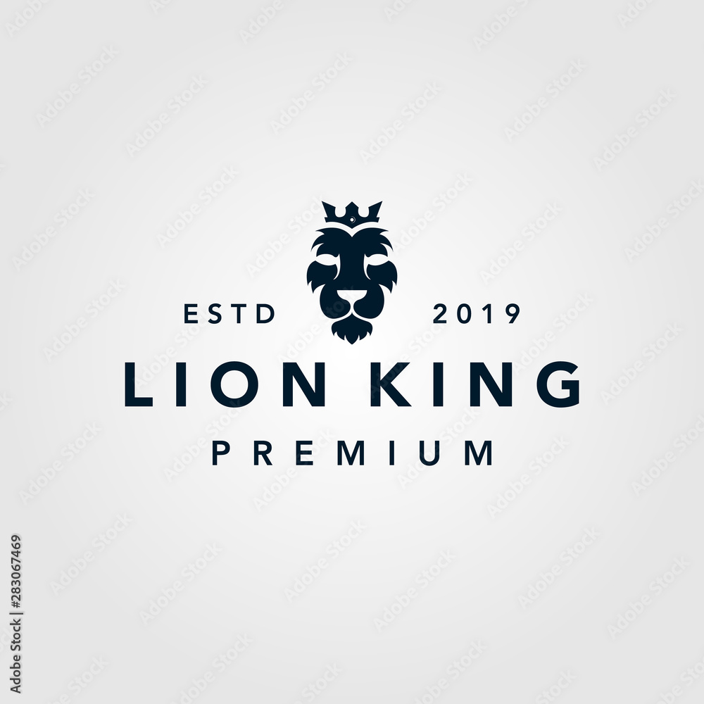 Fototapeta premium lion king crown vintage retro logo template vector icon