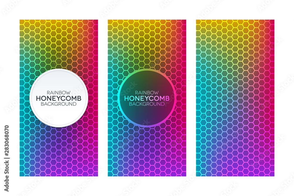 Rainbow gradient banners with honeycomb textures