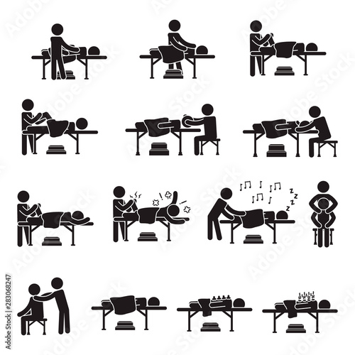 Massage people icon set. Vector. 