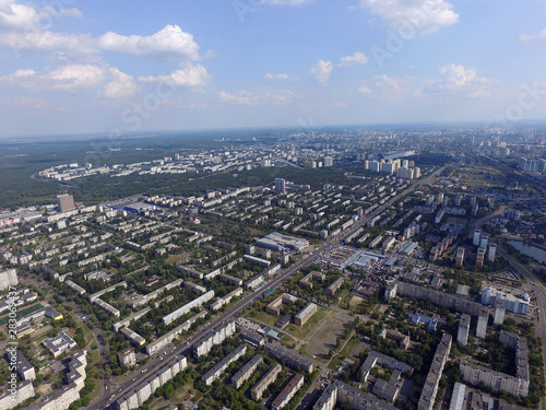 Residential area of Kiev at summer time (drone image).