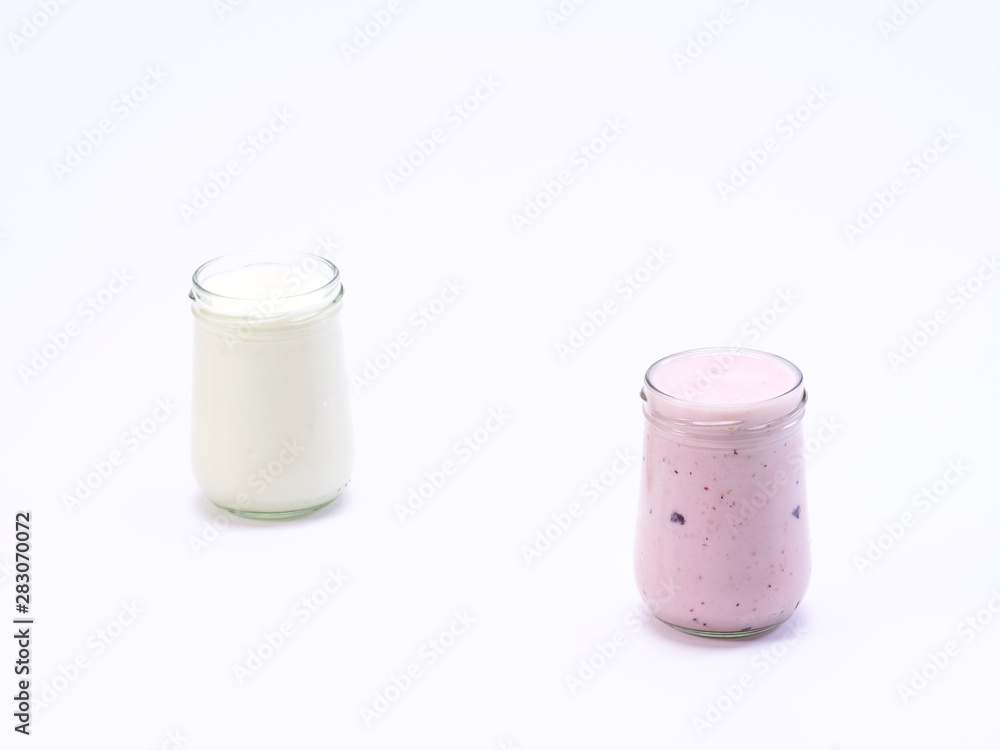 Fresh blueberry yogurt glass on a white background Fresh blueberry yogurt glass on a white background