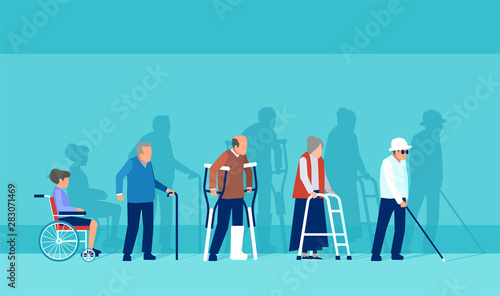 Vector of disabled handicapped senior people