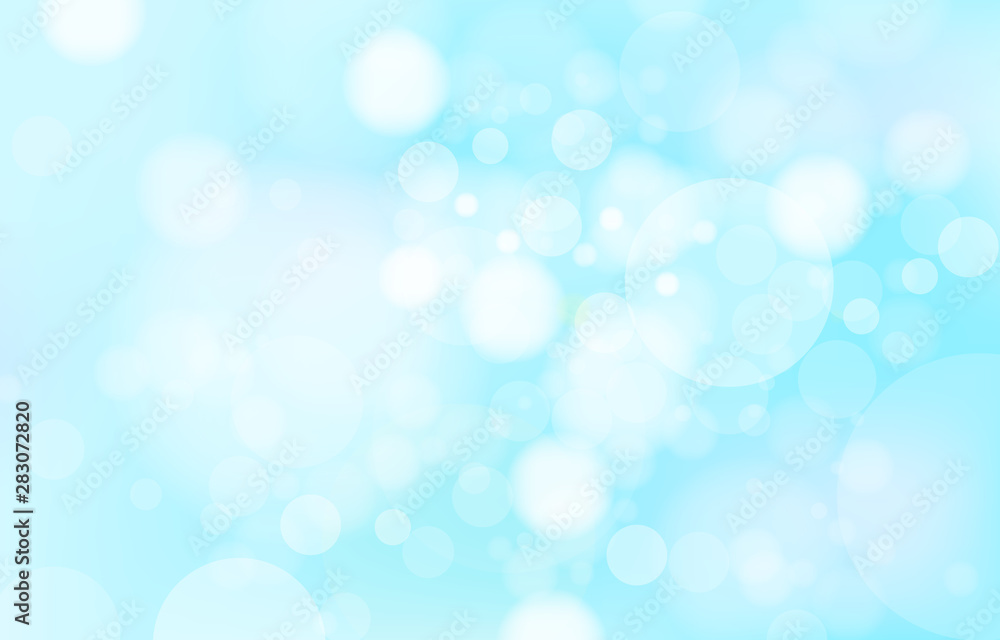 Bokeh on the blue background. Vector blur abstract texture with lot of bubble