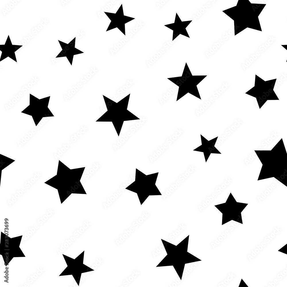Stars seamless pattern. Star elements in random order texture background. Black and white. Stars seamless pattern. Star elements in random order texture background. Black and white.